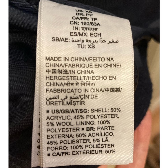 Oversized navy wool blend button down coat, XS (runs large!) - Picture 5 of 6